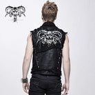 Men's Punk Skull Rivets Ripped Waistcoat