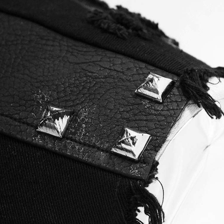 Men's Punk Skull Rivets Ripped Waistcoat