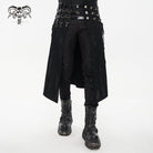 DEVIL FASHION Men's Punk Splice Distressed Kilt with Faux Patent Leather Straps