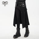 DEVIL FASHION Men's Punk Splice Distressed Kilt with Faux Patent Leather Straps