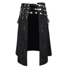 DEVIL FASHION Men's Punk Splice Distressed Kilt with Faux Patent Leather Straps