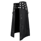 DEVIL FASHION Men's Punk Splice Distressed Kilt with Faux Patent Leather Straps