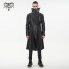 DEVIL FASHION Men's Punk Stand Collar Faux Leahter Long Coat