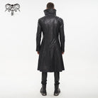 DEVIL FASHION Men's Punk Stand Collar Faux Leahter Long Coat