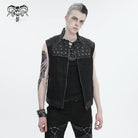 DEVIL FASHION Men's Punk Stand Collar Studded Vest