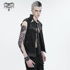 DEVIL FASHION Men's Punk Stand Collar Studded Vest