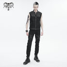 DEVIL FASHION Men's Punk Stand Collar Studded Vest