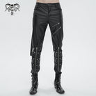 DEVIL FASHION Men's Punk Zipper Faux Leather Pants