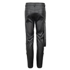 DEVIL FASHION Men's Punk Zipper Faux Leather Pants