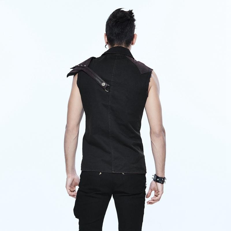 Men's Sleeveless Turned Over Collar Shirt