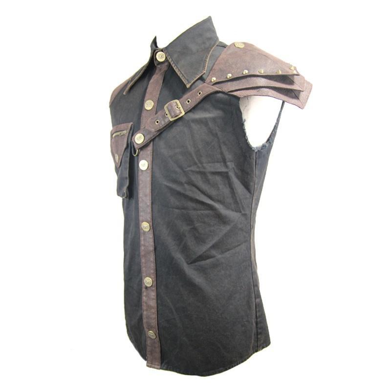 Men's Sleeveless Turned Over Collar Shirt