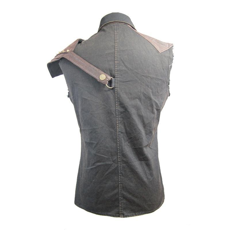 Men's Sleeveless Turned Over Collar Shirt