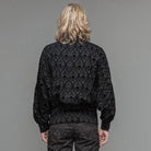 DEVIL FASHION Men's String and Grommet Lacing Gothic Self Patterned Shirt