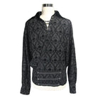DEVIL FASHION Men's String and Grommet Lacing Gothic Self Patterned Shirt
