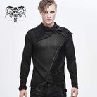 DEVIL FASHION Men's Turtle Neck Cutout Grunge Tattered Standard Tops