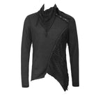 DEVIL FASHION Men's Turtle Neck Cutout Grunge Tattered Standard Tops