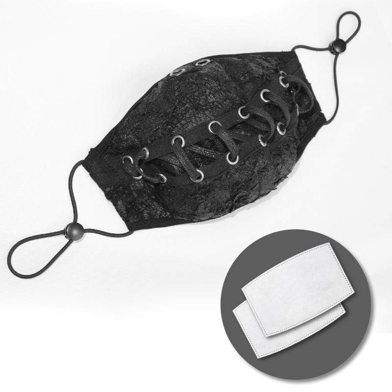 Unisex Grunge Frayed Wrinkle Ropes Masks With Disposable Filter Insert Set of two