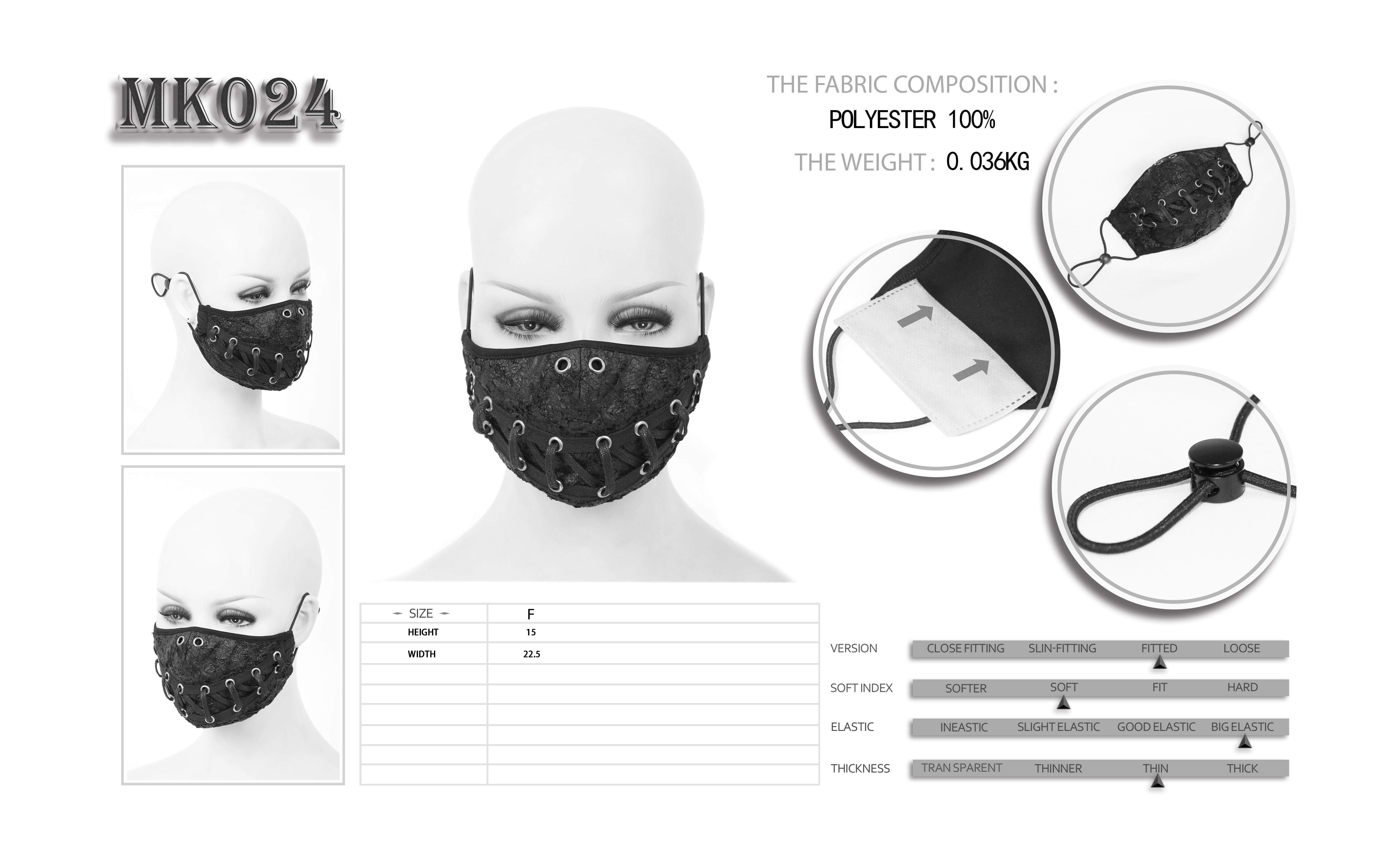 Unisex Grunge Frayed Wrinkle Ropes Masks With Disposable Filter Insert Set of two