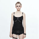 DEVIL FASHION Women's 2in1 Punk Tanks Tops