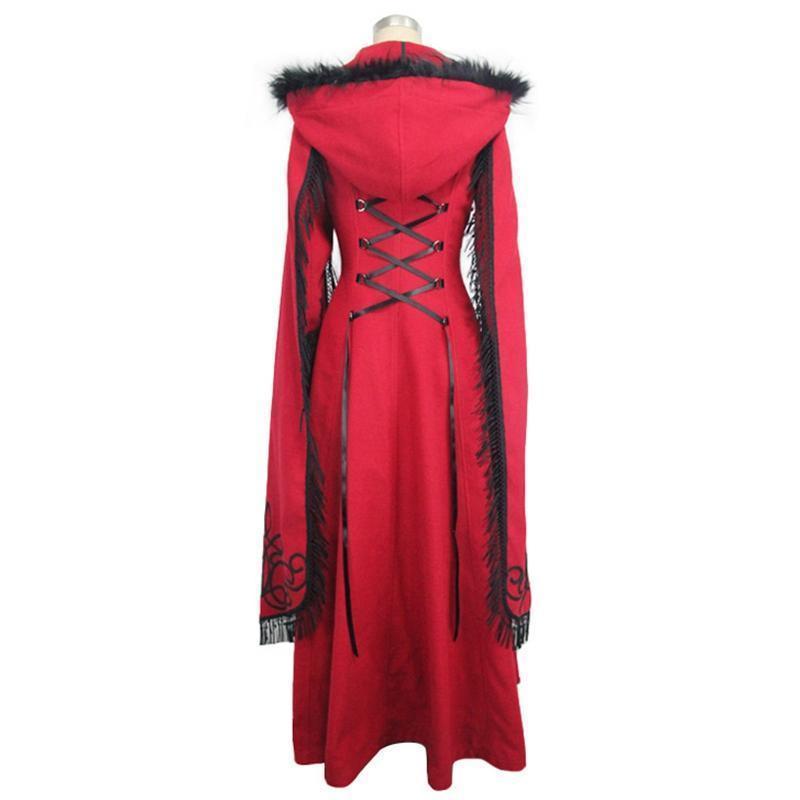 DEVIL FASHION Women's Angel Sleeve Tasseled Goth Long Coat