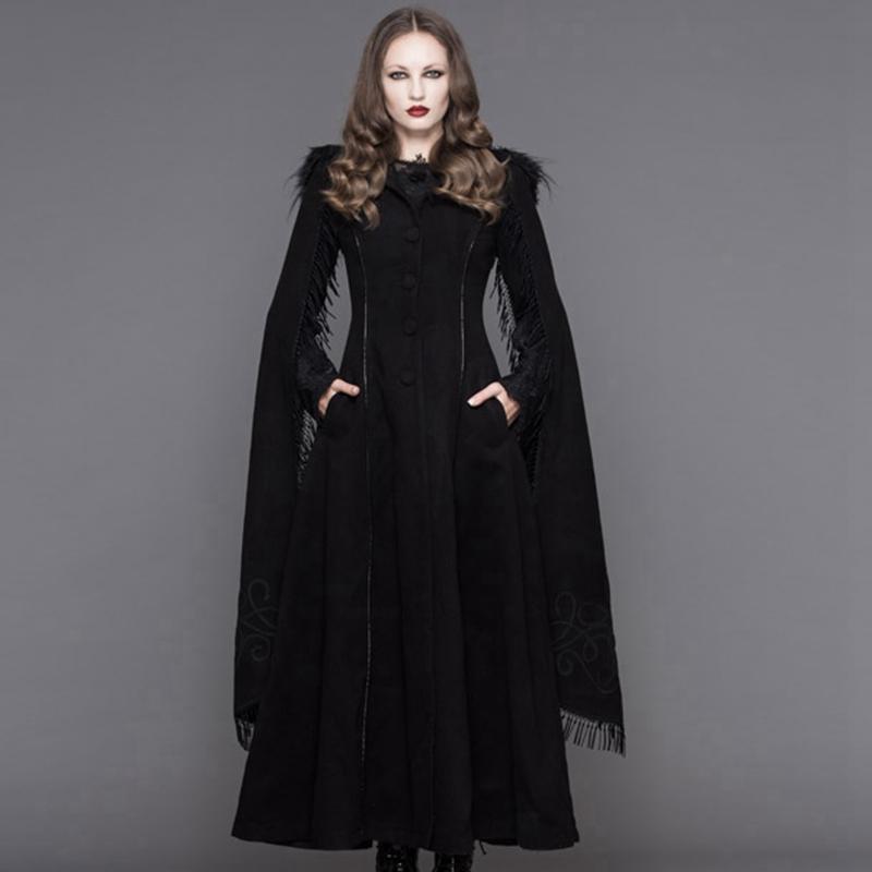 DEVIL FASHION Women's Angel Sleeve Tasseled Goth Long Coat