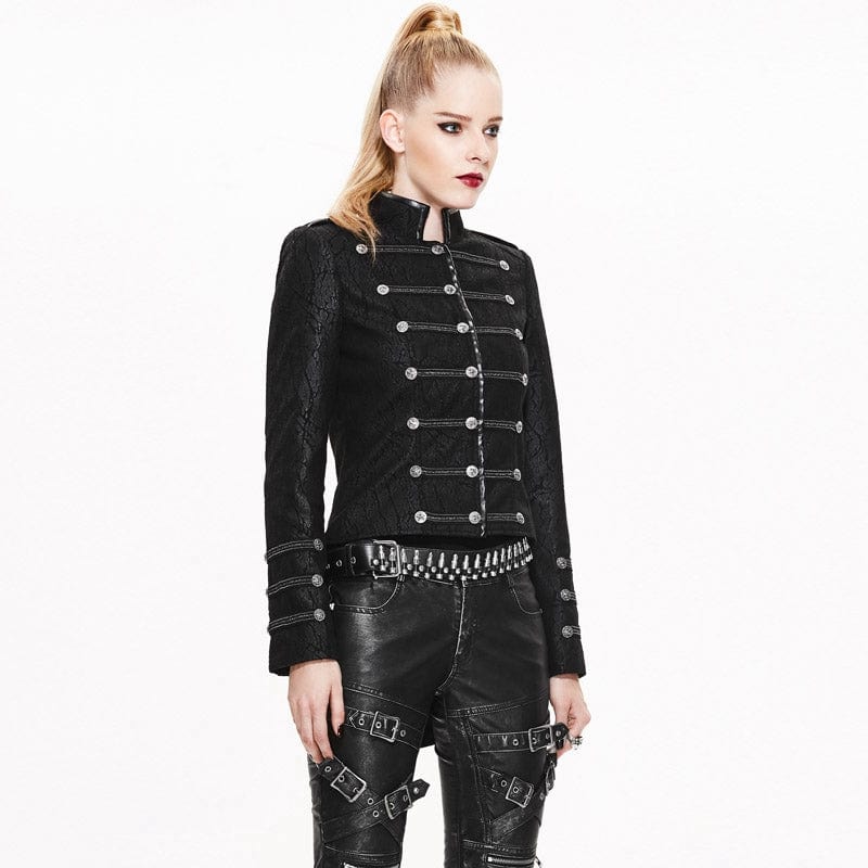 DEVIL FASHION Women's Asymmetric Button Up Punk Jacket