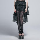 DEVIL FASHION Women's Asymmetric Lace and Net Goth Skirt