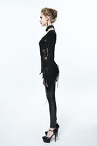 DEVIL FASHION Women's Asymmetric Lace Trimmed Goth Top