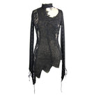 DEVIL FASHION Women's Asymmetric Lace Trimmed Goth Top