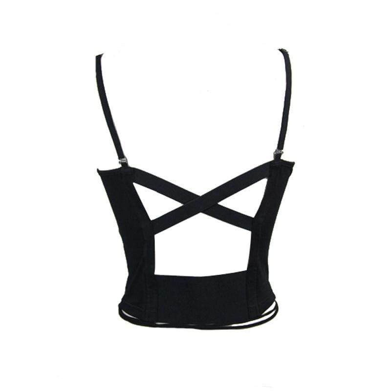 DEVIL FASHION Women's Backless Spaghetti Strap Punk Top