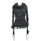 DEVIL FASHION Women's Distressed Hooded Punk Goth Top
