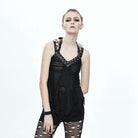 Women's Distressed Punk T-Shirt With Lacing
