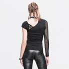 DEVIL FASHION Women's Goth Asymmetric T-Shirt With Skeleton Design