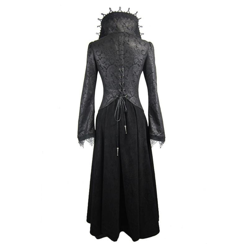 DEVIL FASHION Women's Goth Frock Coat With Stand Up Collar