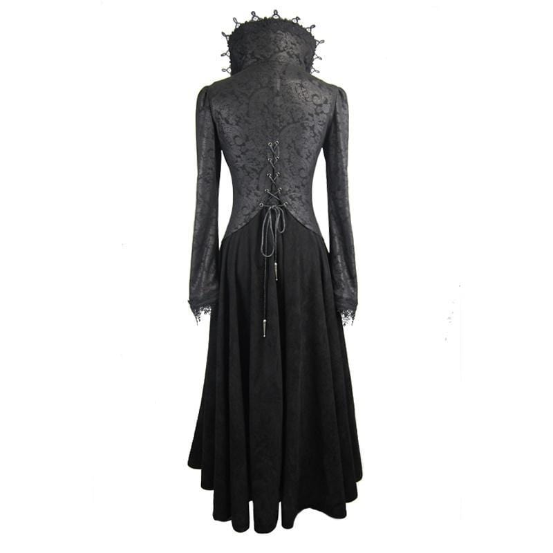 DEVIL FASHION Women's Goth Frock Coat With Stand Up Collar