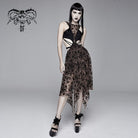 DEVIL FASHION Women's Goth Hollow Out Irregular Floral Dress