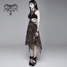 DEVIL FASHION Women's Goth Hollow Out Irregular Floral Dress