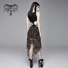 DEVIL FASHION Women's Goth Hollow Out Irregular Floral Dress