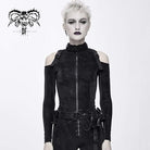 DEVIL FASHION Women's Goth Off Shoulder Slim Fitted Jackets