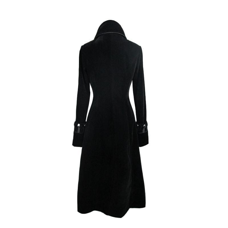 DEVIL FASHION Women's Goth Princess Cut Coat With Elaborate Frog Closure