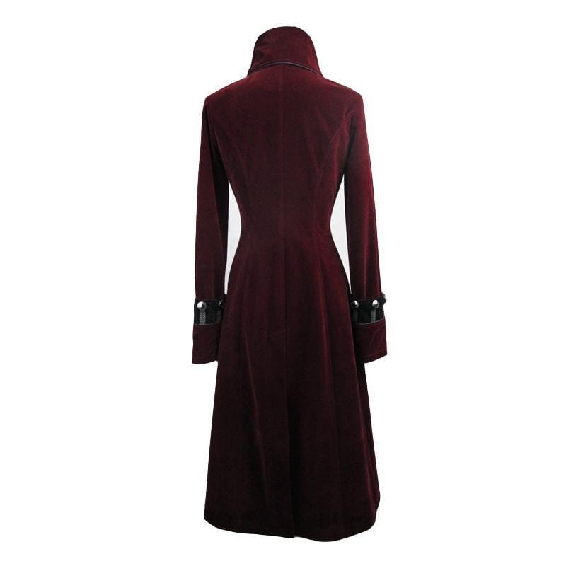 DEVIL FASHION Women's Goth Princess Cut Coat With Elaborate Frog Closure