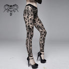 DEVIL FASHION Women's Goth Sheer Floral Lace Leggings