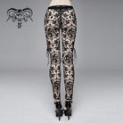 DEVIL FASHION Women's Goth Sheer Floral Lace Leggings