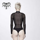 DEVIL FASHION Women's Goth Sheer Mesh Romper