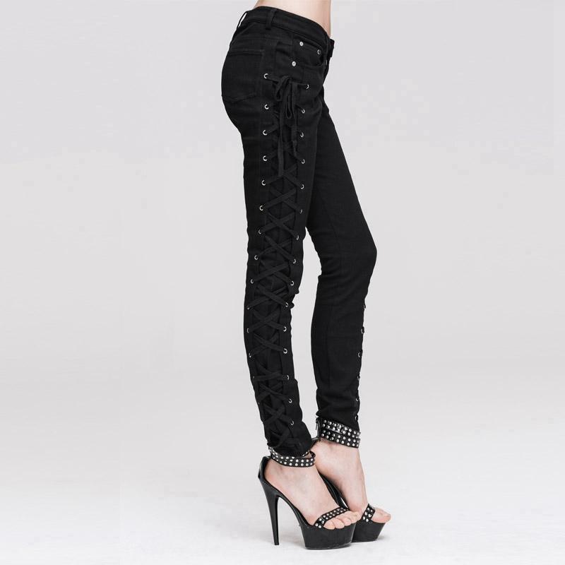 Women's Goth Skinny Lacing Detailed Pants