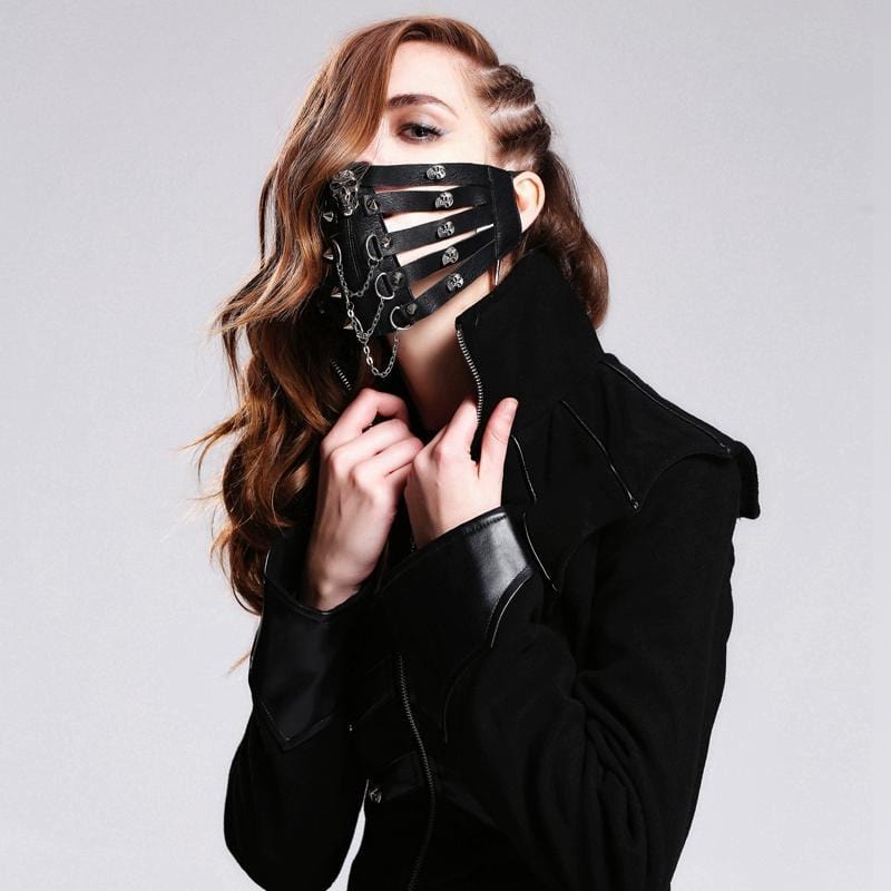 DEVIL FASHION Women's Goth Skull Studded Face Mask
