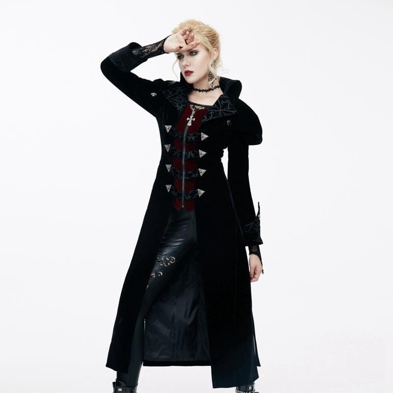 DEVIL FASHION Women's Goth Velvet Tail Coat