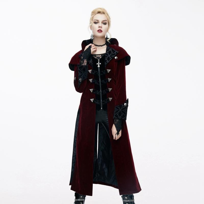 DEVIL FASHION Women's Goth Velvet Tail Coat