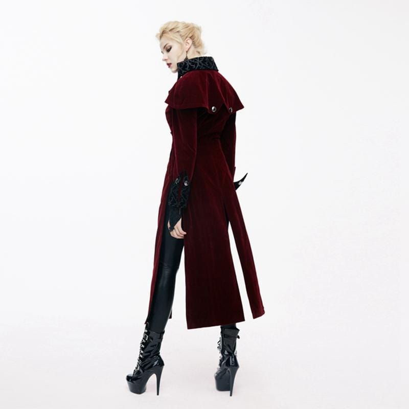 DEVIL FASHION Women's Goth Velvet Tail Coat