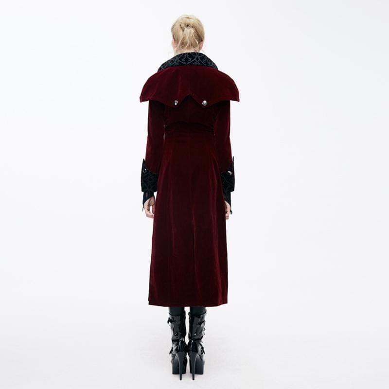 DEVIL FASHION Women's Goth Velvet Tail Coat